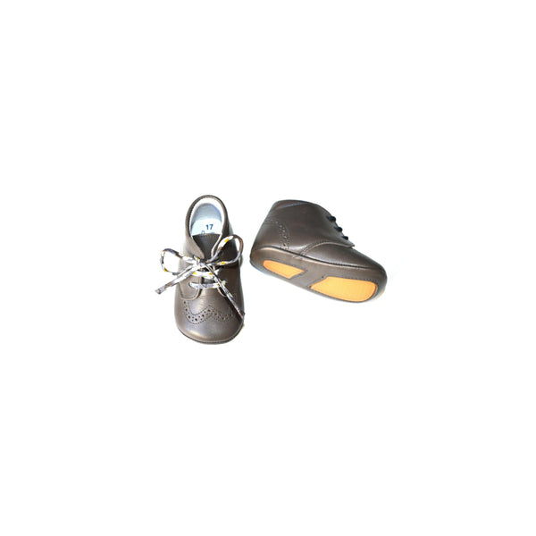 Chaussons Bébé Souples Antidérapants Mini-Adonis - Cuir Gris Taupe - Mixte