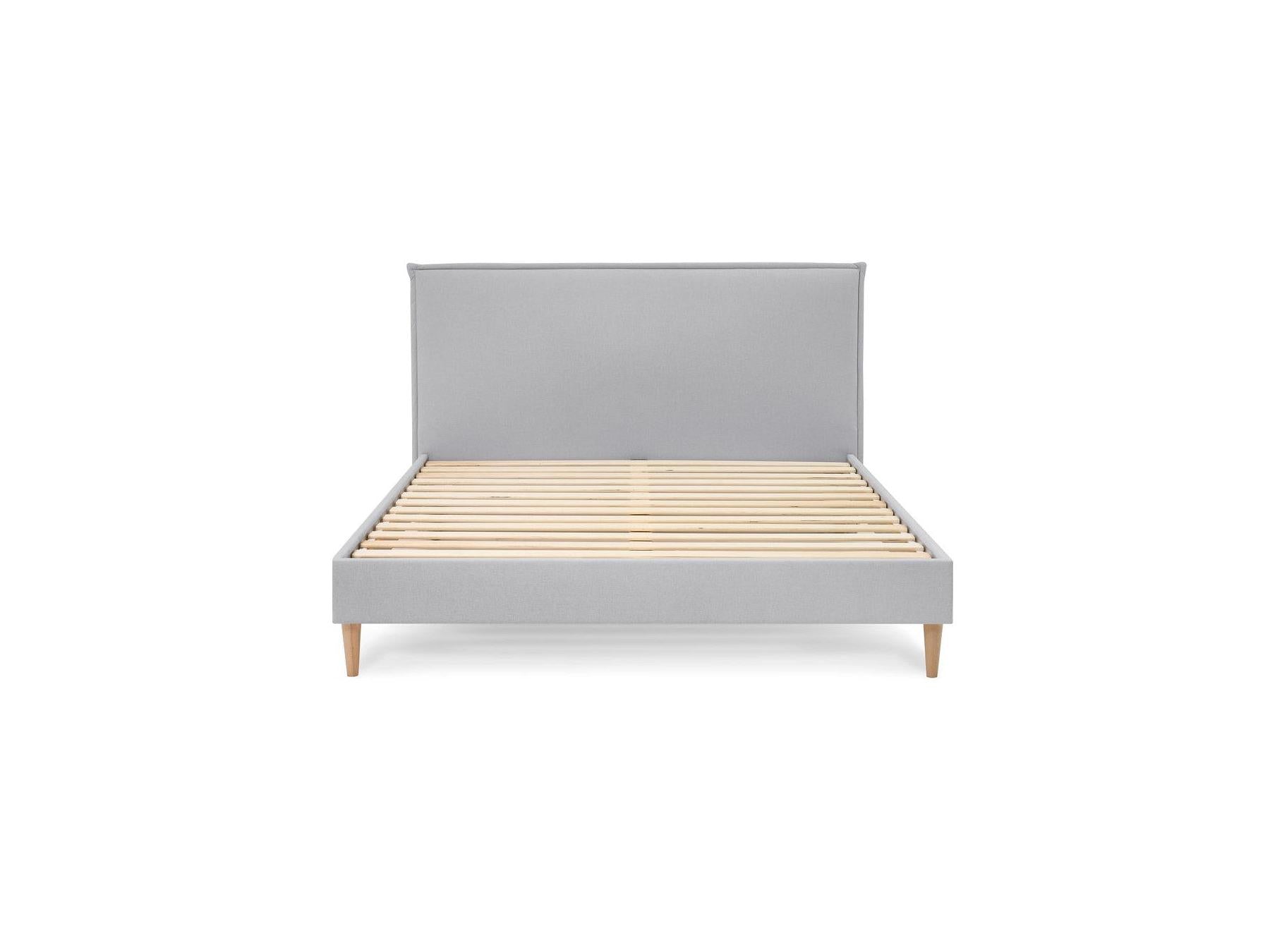 Sary - Lit Avec Lattes Massives - Pieds En Bois Naturel