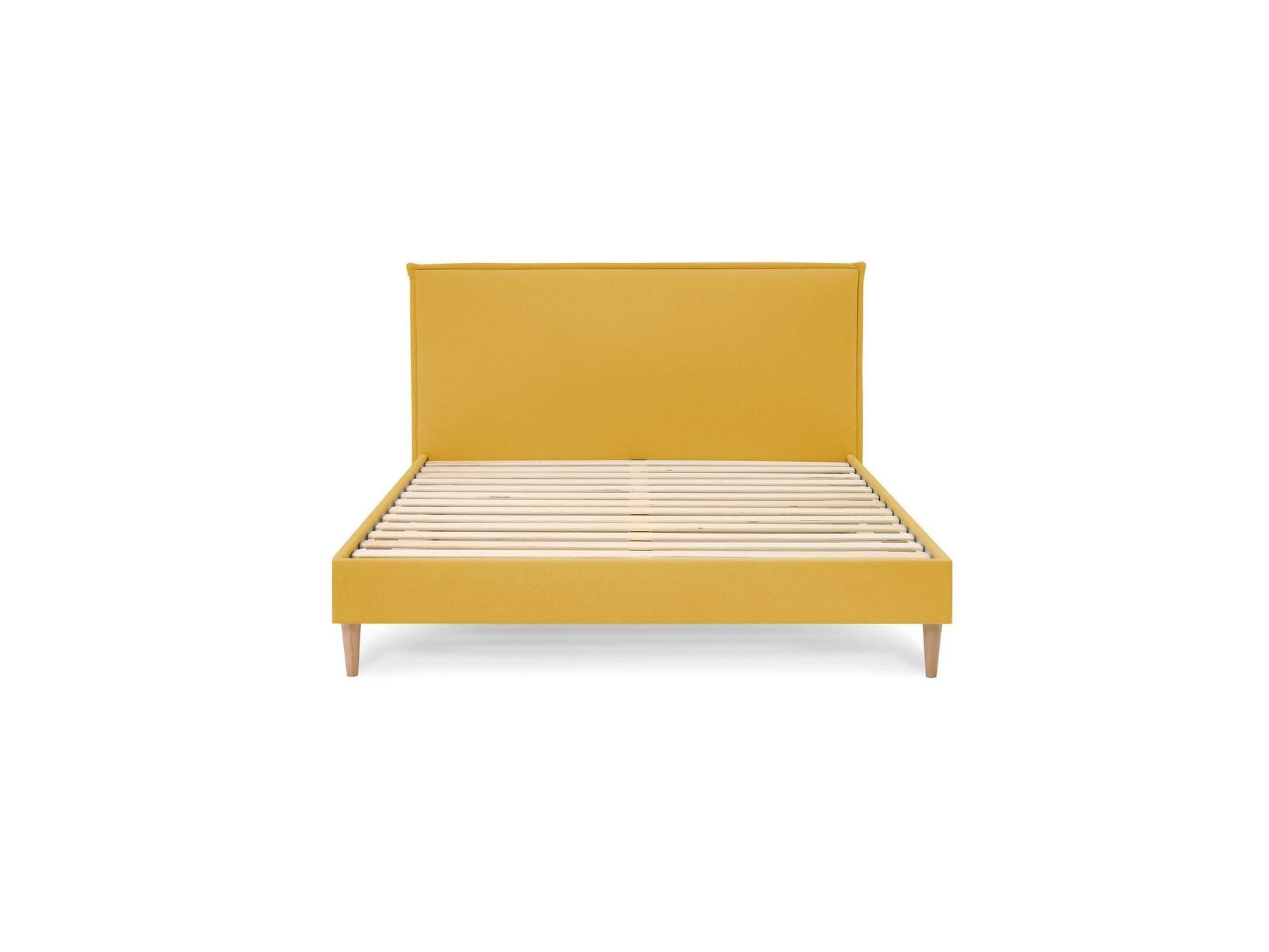 Sary - Lit Avec Lattes Massives - Pieds En Bois Naturel