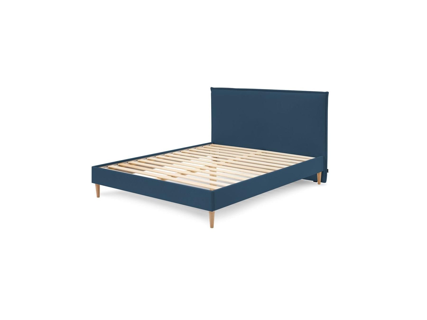 Sary - Lit Avec Lattes Massives - Pieds En Bois Naturel