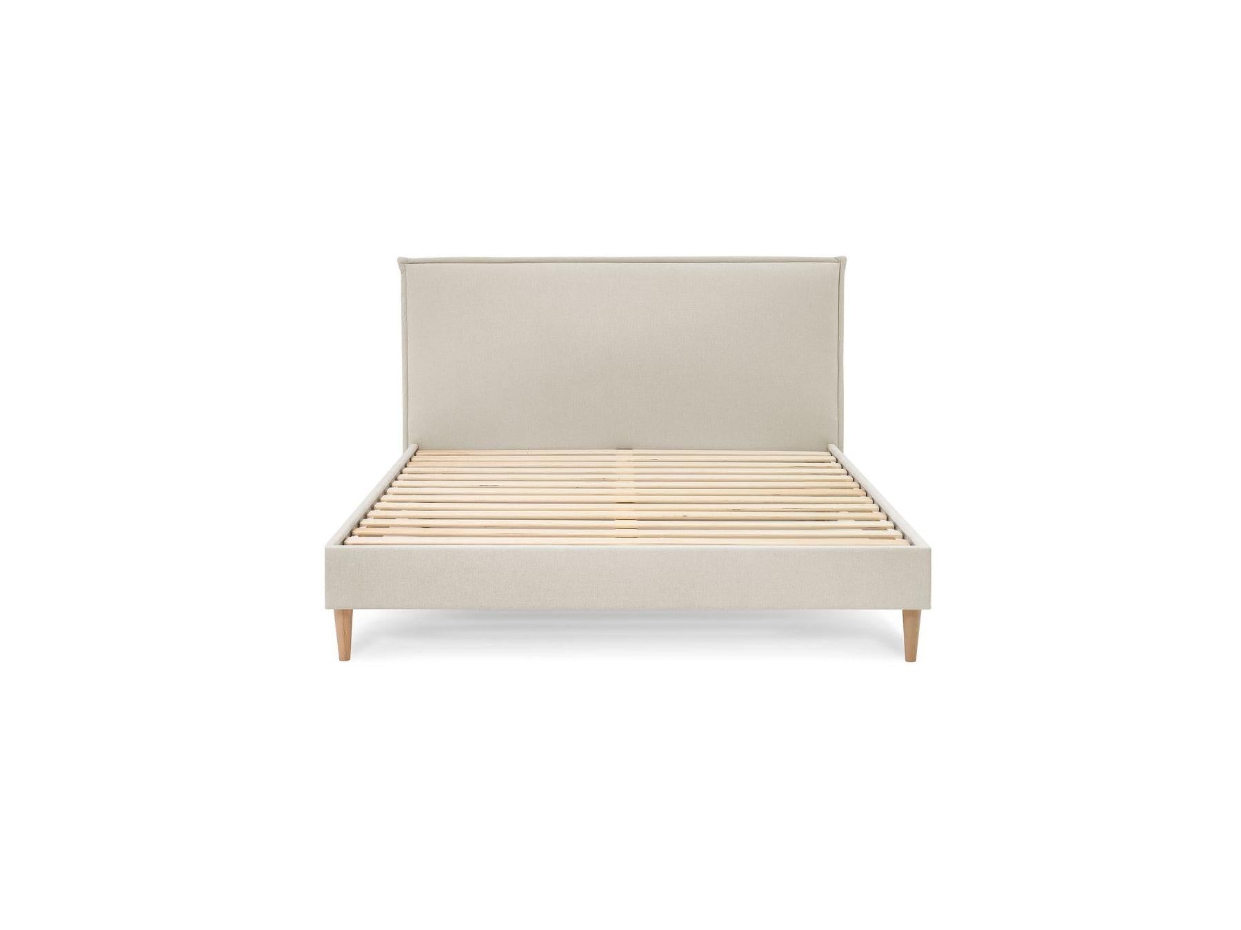 Sary - Lit Avec Lattes Massives - Pieds En Bois Naturel
