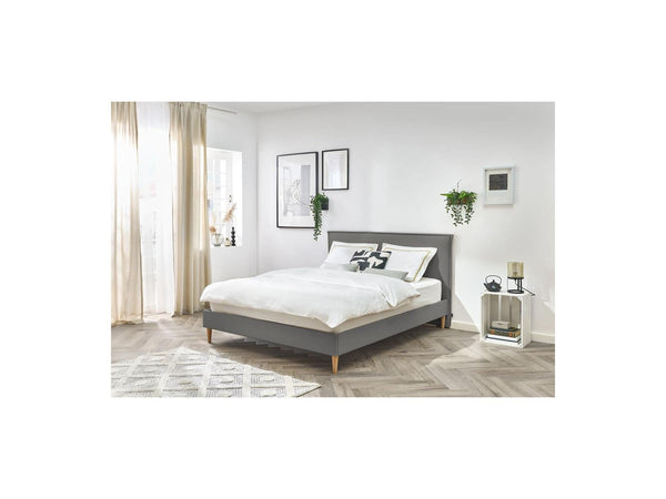 Sary - Lit Avec Lattes Massives - Pieds En Bois Naturel
