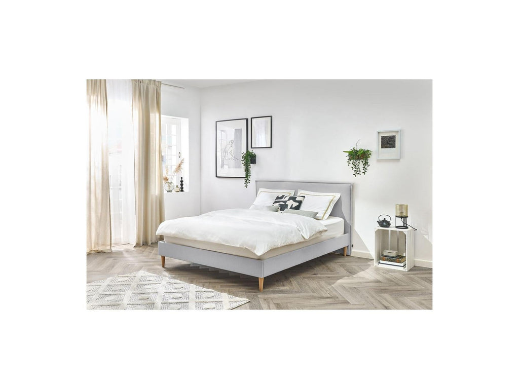 Sary - Lit Avec Lattes Massives - Pieds En Bois Naturel