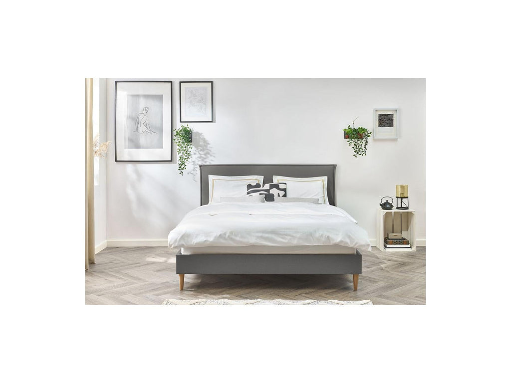 Sary - Lit Avec Lattes Massives - Pieds En Bois Naturel