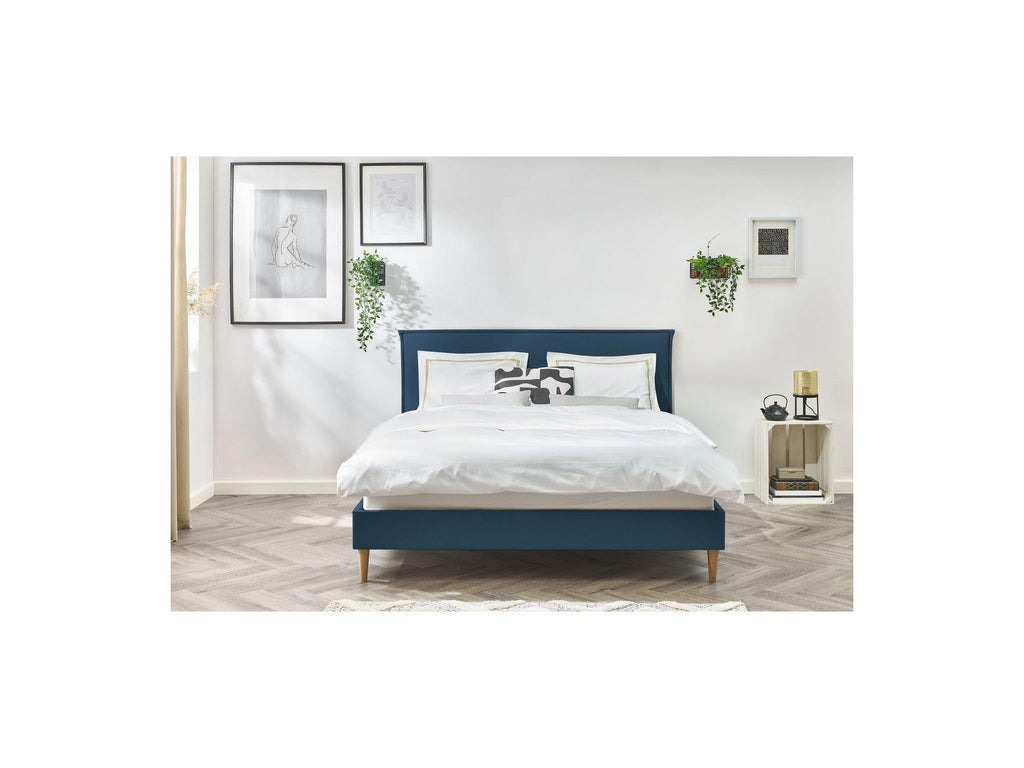 Sary - Lit Avec Lattes Massives - Pieds En Bois Naturel