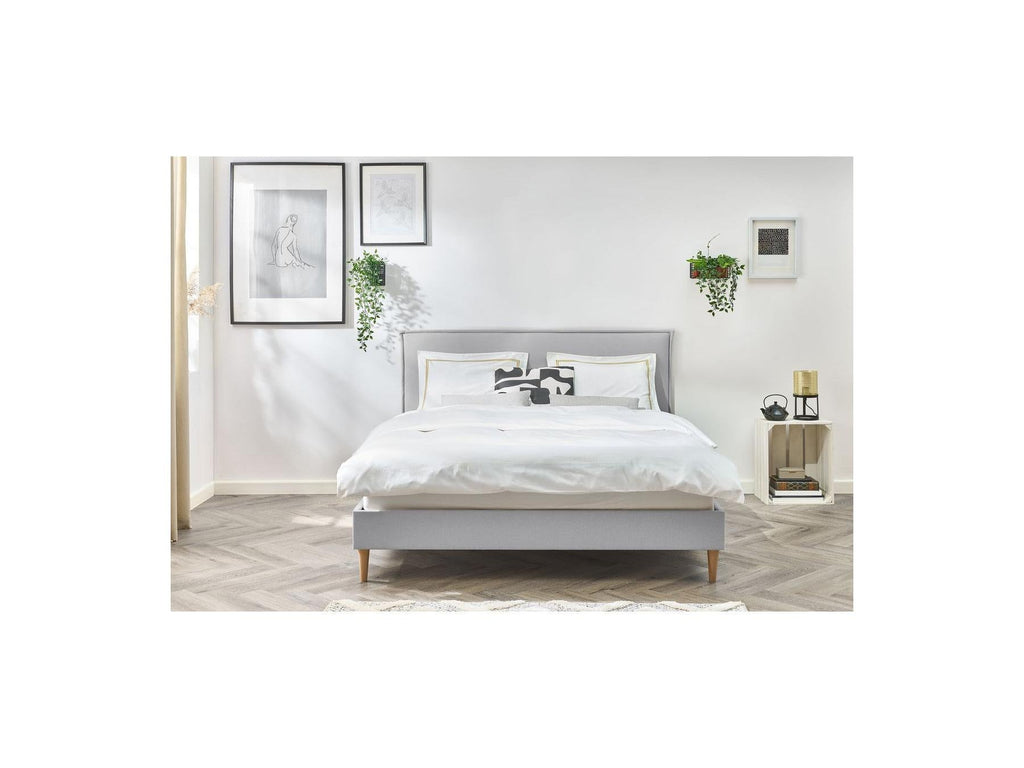 Sary - Lit Avec Lattes Massives - Pieds En Bois Naturel