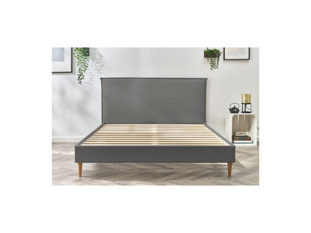 Sary - Lit Avec Lattes Massives - Pieds En Bois Naturel