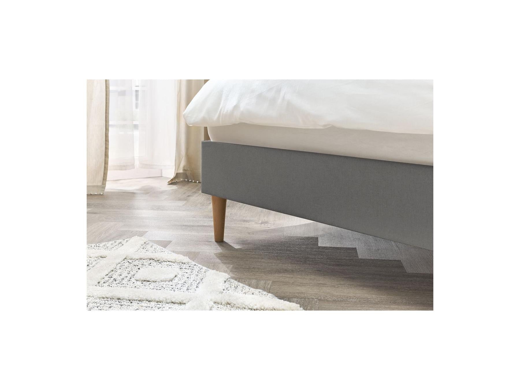 Sary - Lit Avec Lattes Massives - Pieds En Bois Naturel