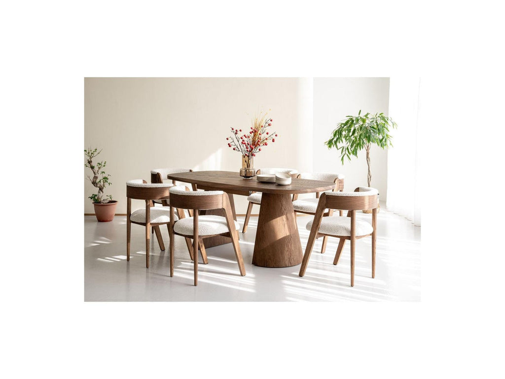 Mazargues - Table À Manger Extensible Rectangulaire Arrondie 200 À 300 Cm - Placage Chêne Massif