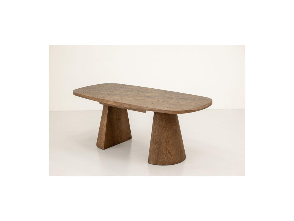 Mazargues - Table À Manger Extensible Rectangulaire Arrondie 200 À 300 Cm - Placage Chêne Massif