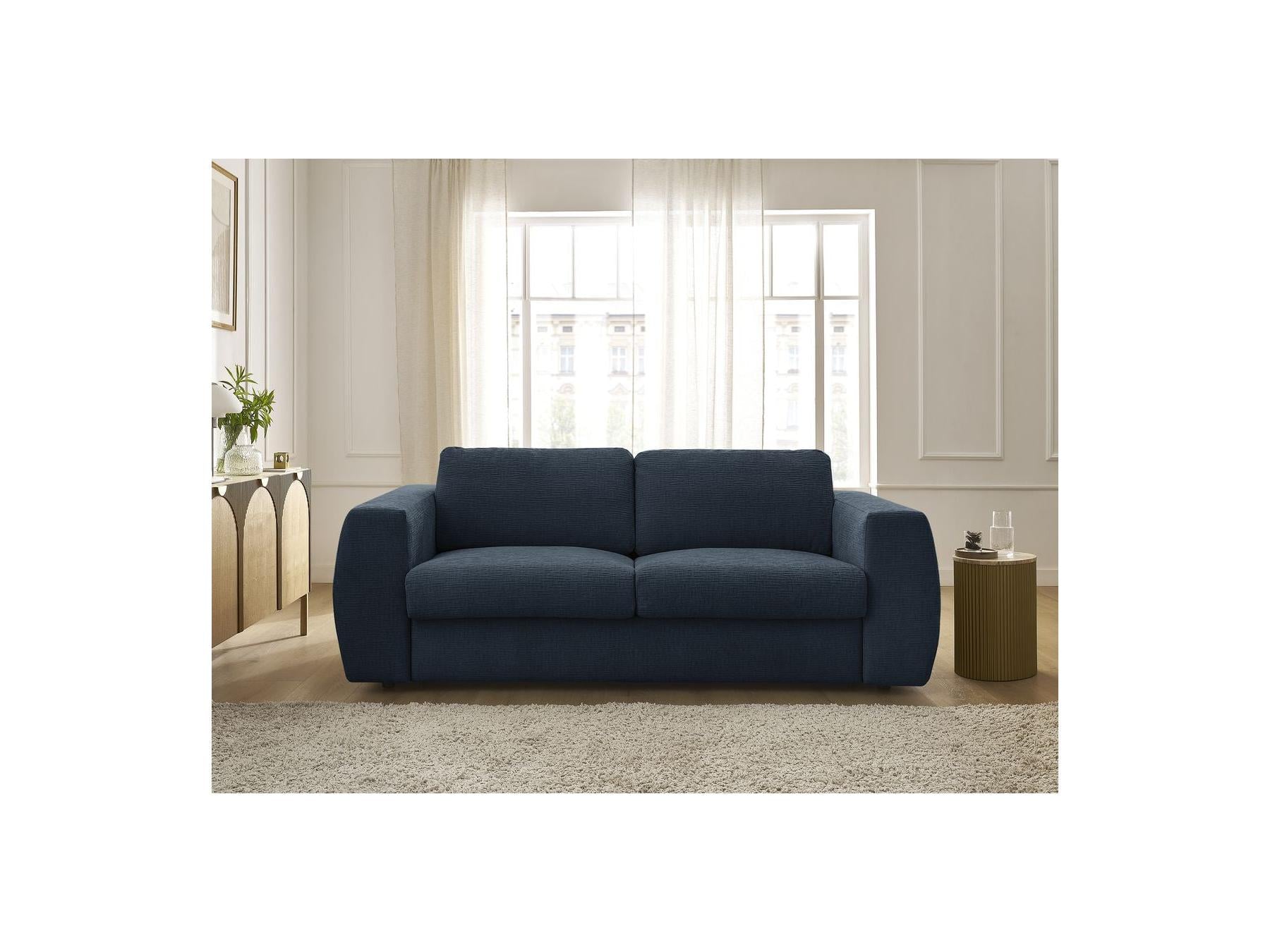 Hugo - Canapé Droit Convertible Ouverture Express - Tissu Texturé - 160X190