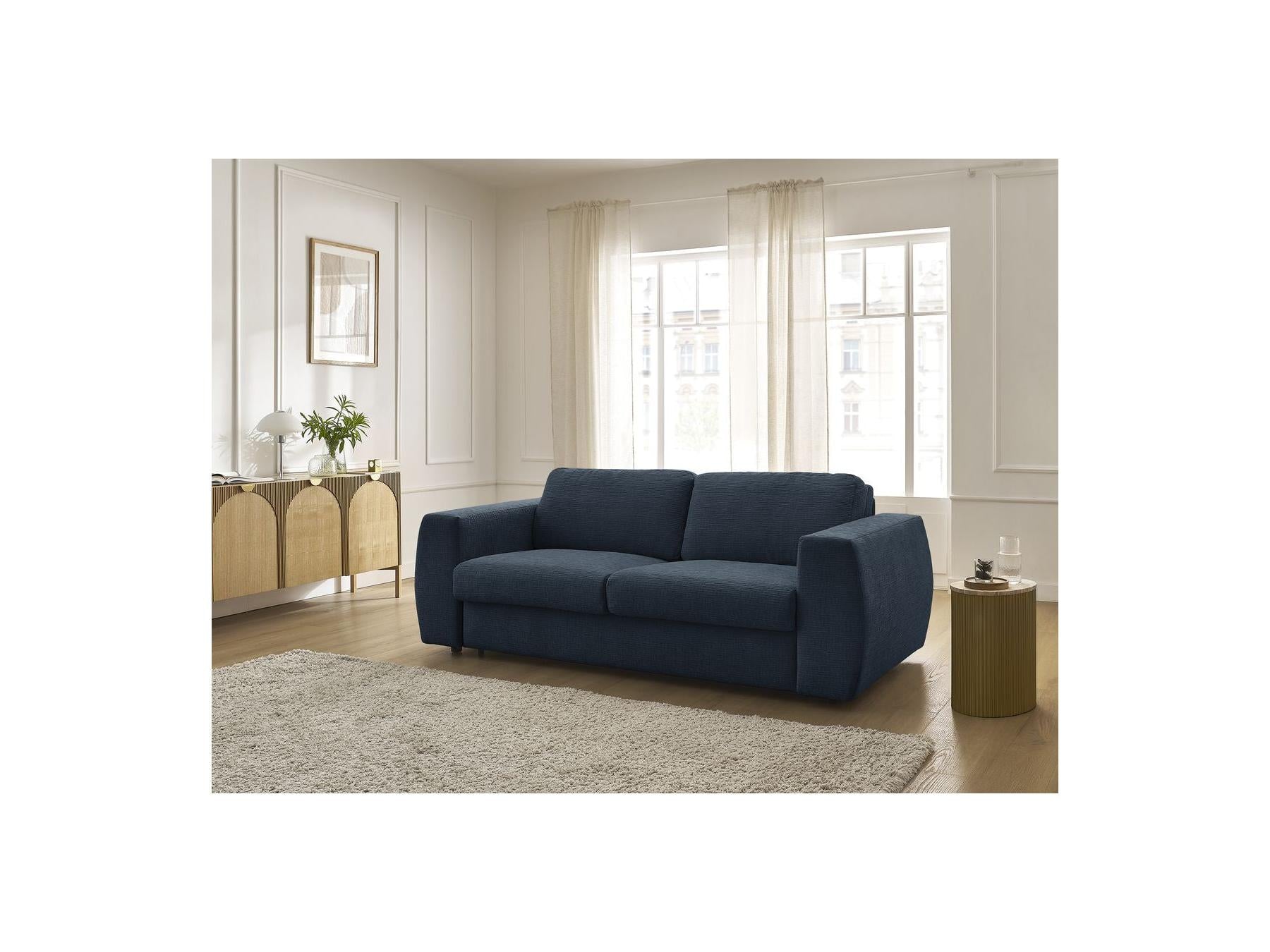 Hugo - Canapé Droit Convertible Ouverture Express - Tissu Texturé - 160X190