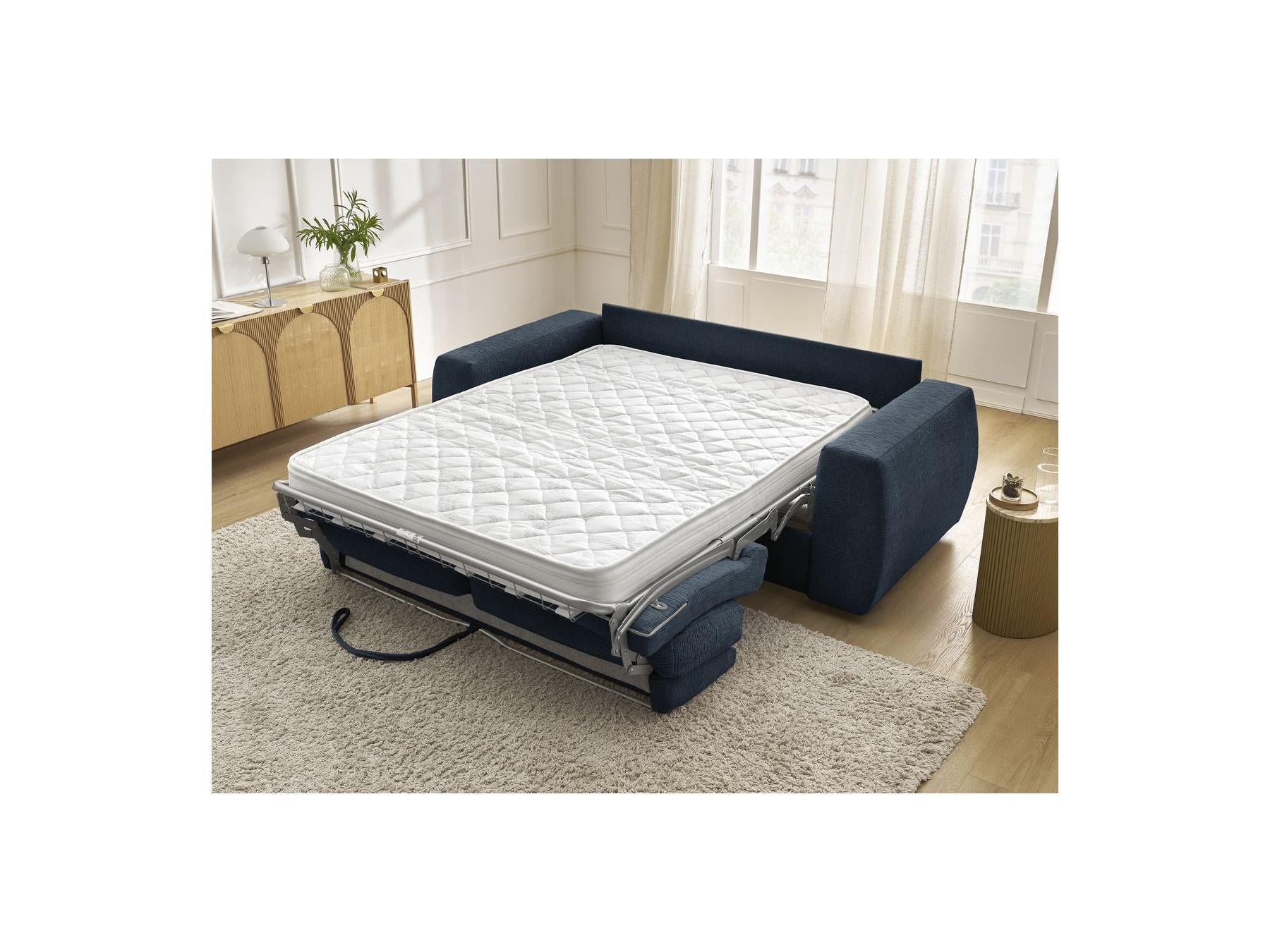Hugo - Canapé Droit Convertible Ouverture Express - Tissu Texturé - 160X190
