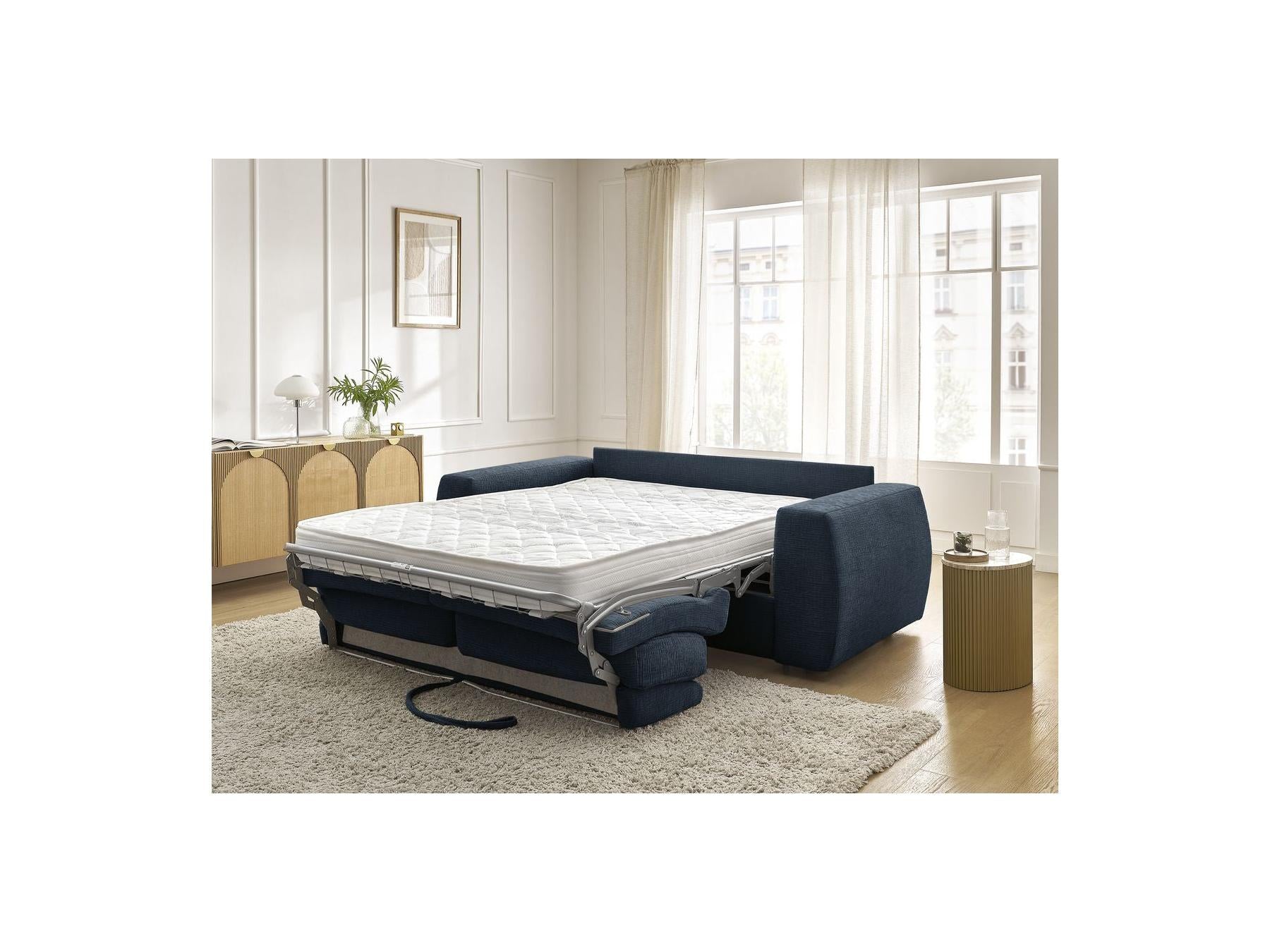 Hugo - Canapé Droit Convertible Ouverture Express - Tissu Texturé - 160X190