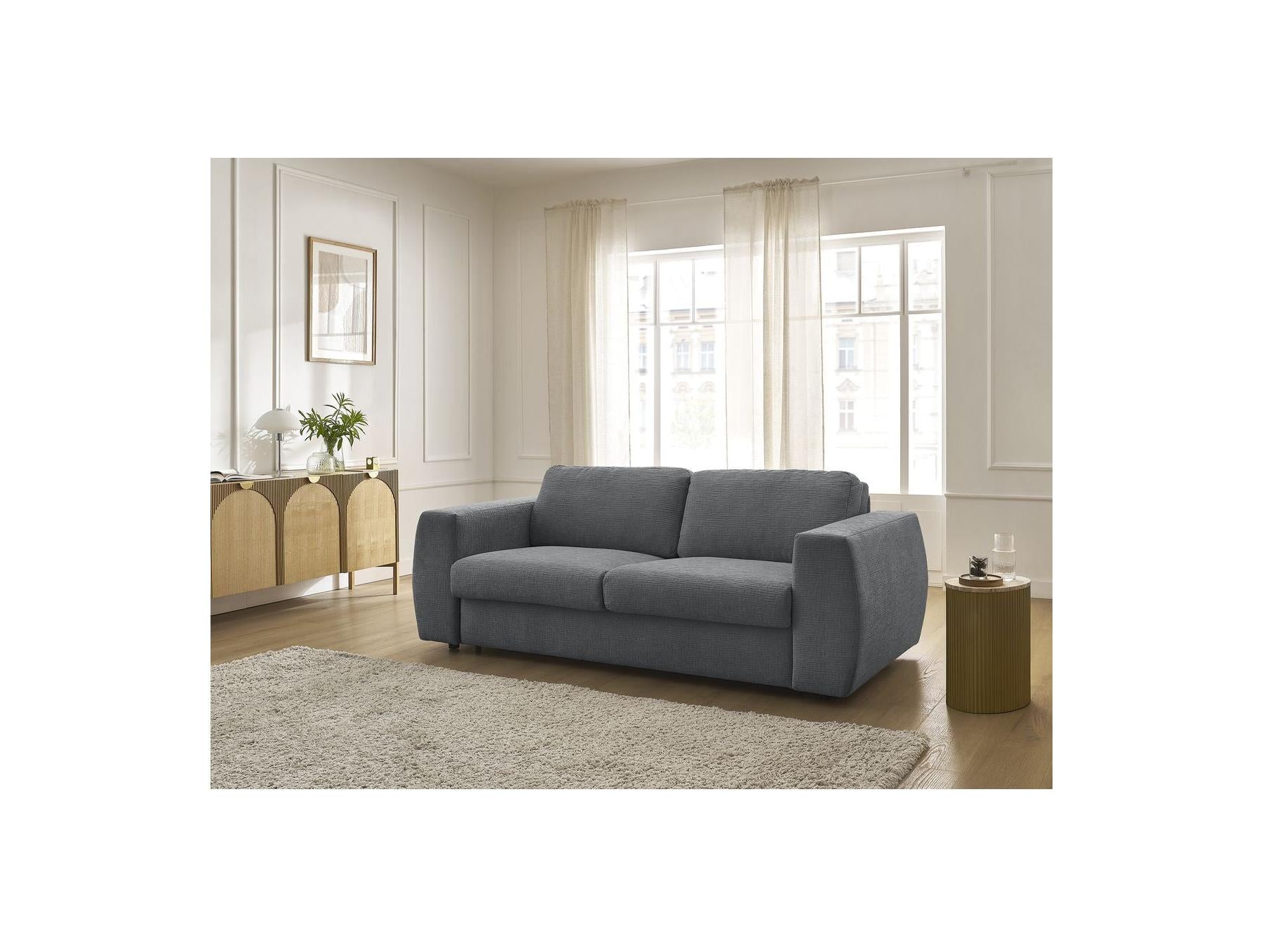 Hugo - Canapé Droit Convertible Ouverture Express - Tissu Texturé - 160X190