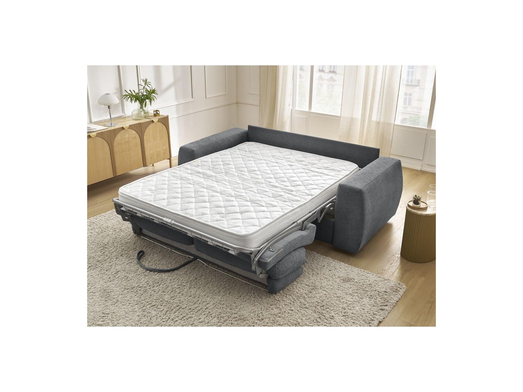 Hugo - Canapé Droit Convertible Ouverture Express - Tissu Texturé - 160X190