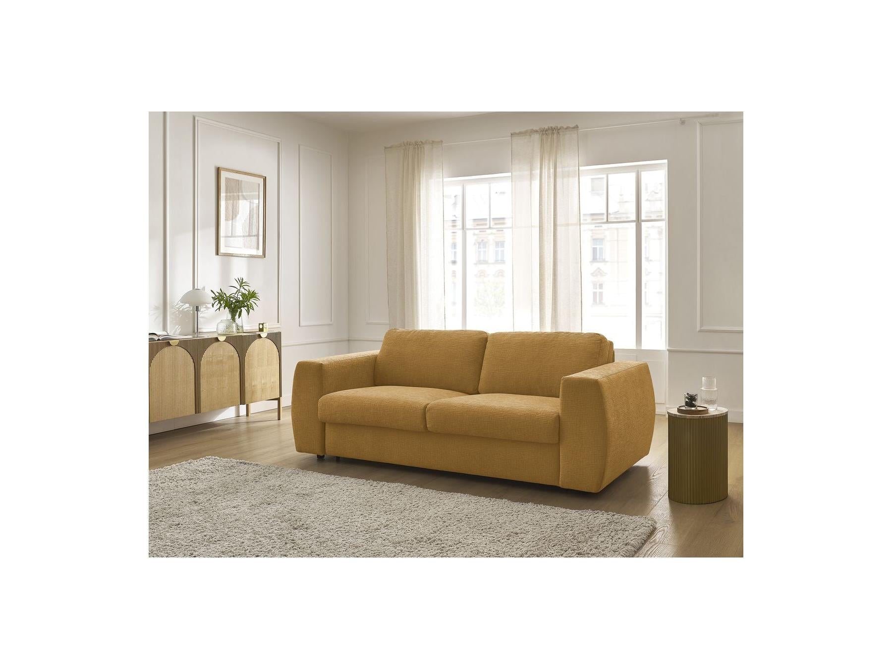 Hugo - Canapé Droit Convertible Ouverture Express - Tissu Texturé - 160X190