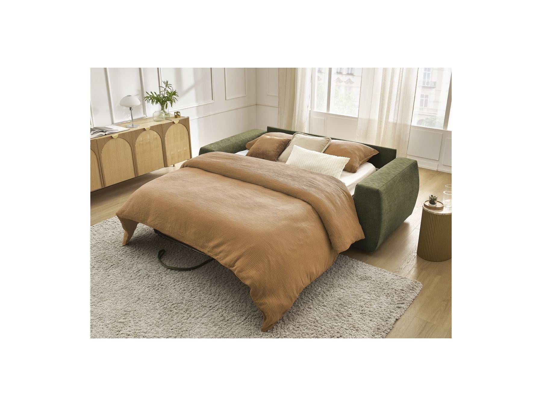 Hugo - Canapé Droit Convertible Ouverture Express - Tissu Texturé - 160X190