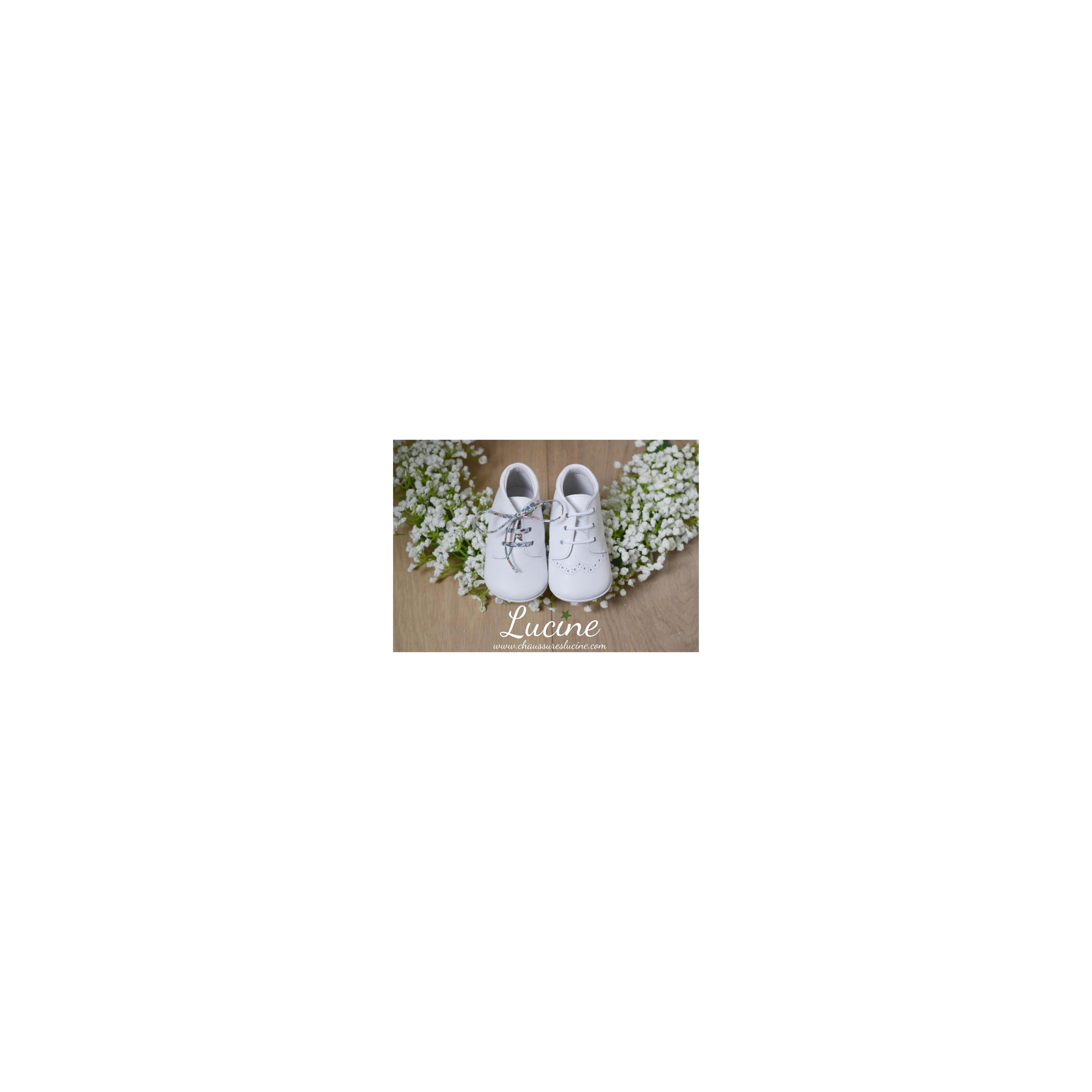 Chaussons Bébé Souples Antidérapants Mini-Adonis - Cuir Blanc - Mixte
