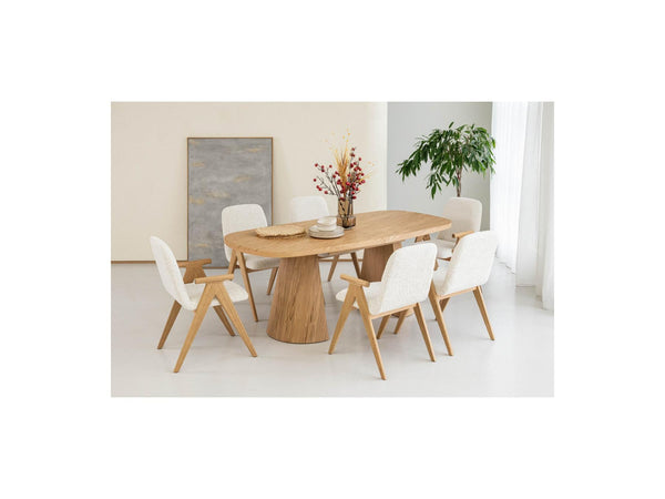 Mazargues - Table À Manger Extensible Rectangulaire Arrondie 200 À 300 Cm - Placage Chêne Massif