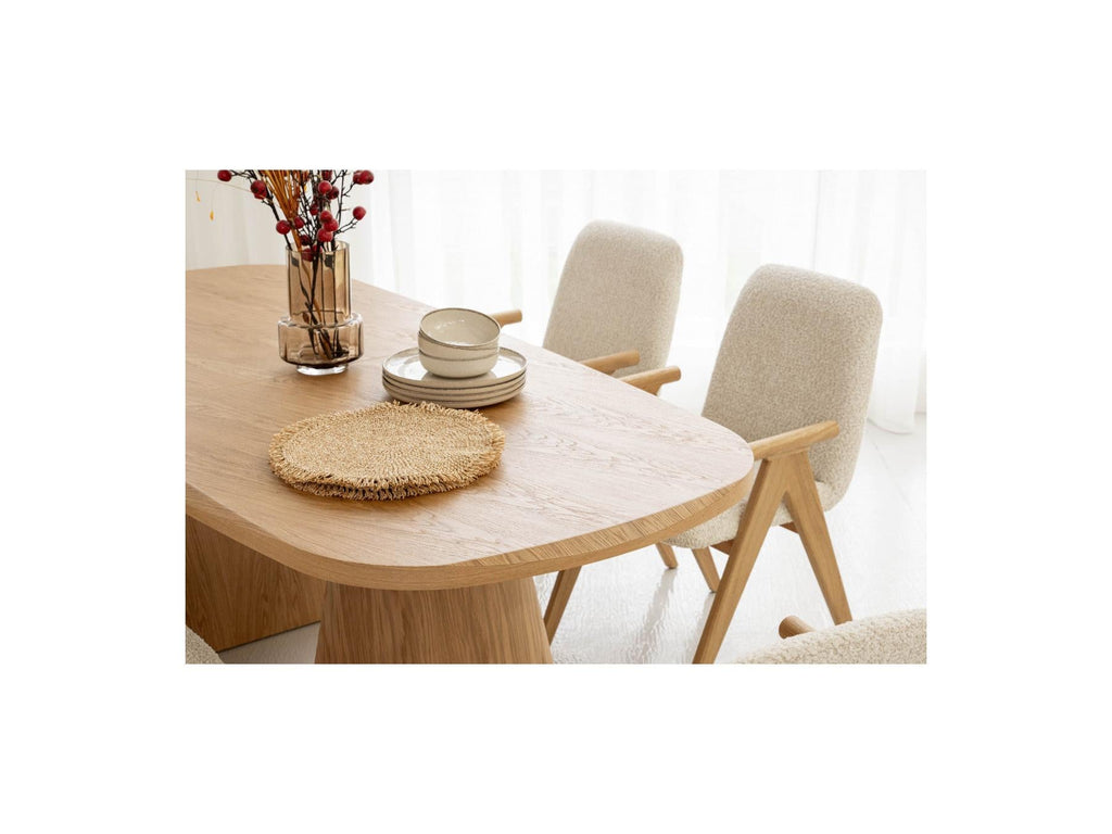 Mazargues - Table À Manger Extensible Rectangulaire Arrondie 200 À 300 Cm - Placage Chêne Massif