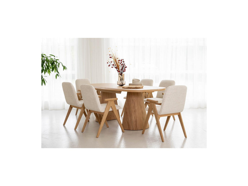 Mazargues - Table À Manger Extensible Rectangulaire Arrondie 200 À 300 Cm - Placage Chêne Massif