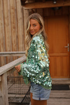 Gilet Sequins Lalie - Vert