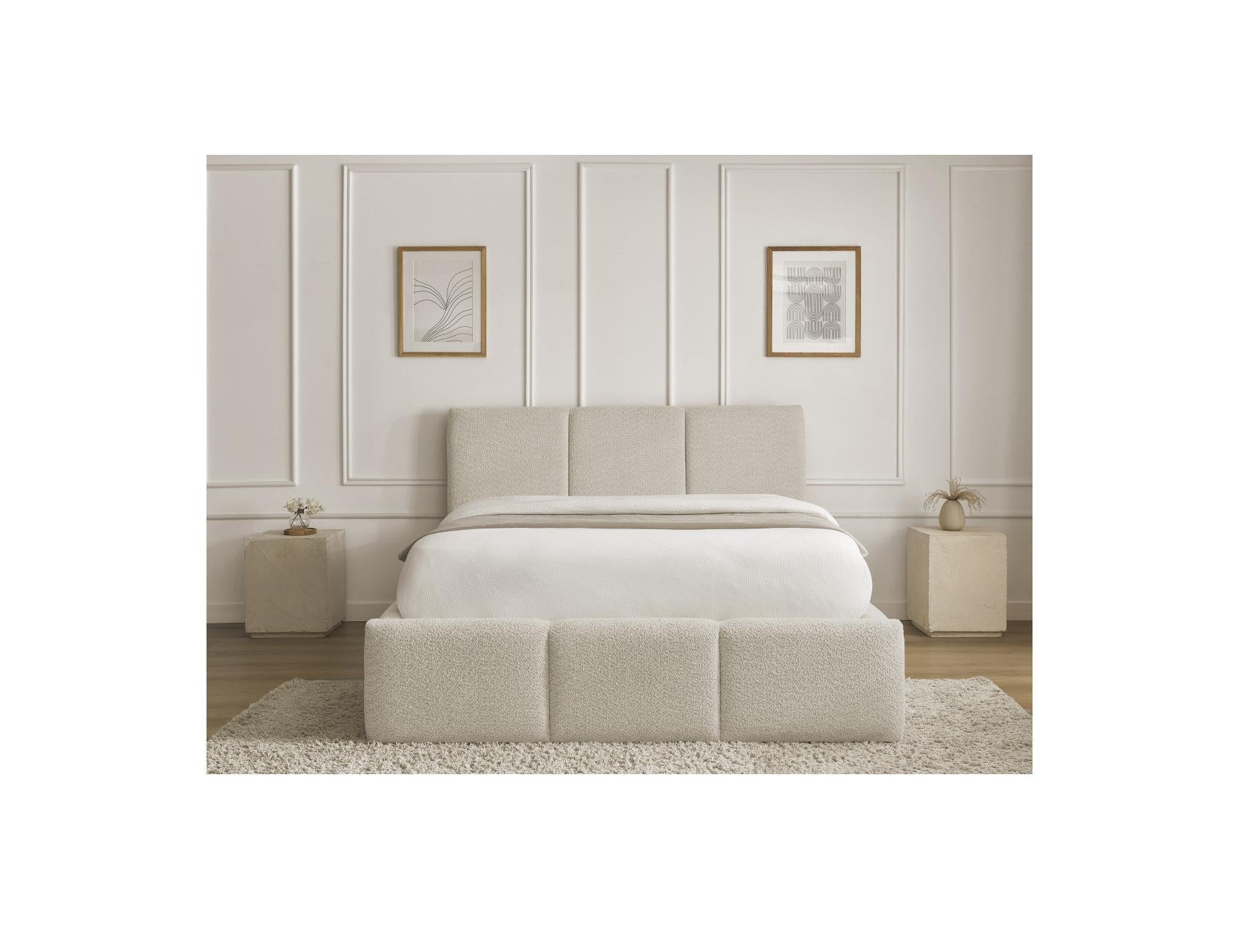 Elya - Lit Coffre - Tissu Bouclette