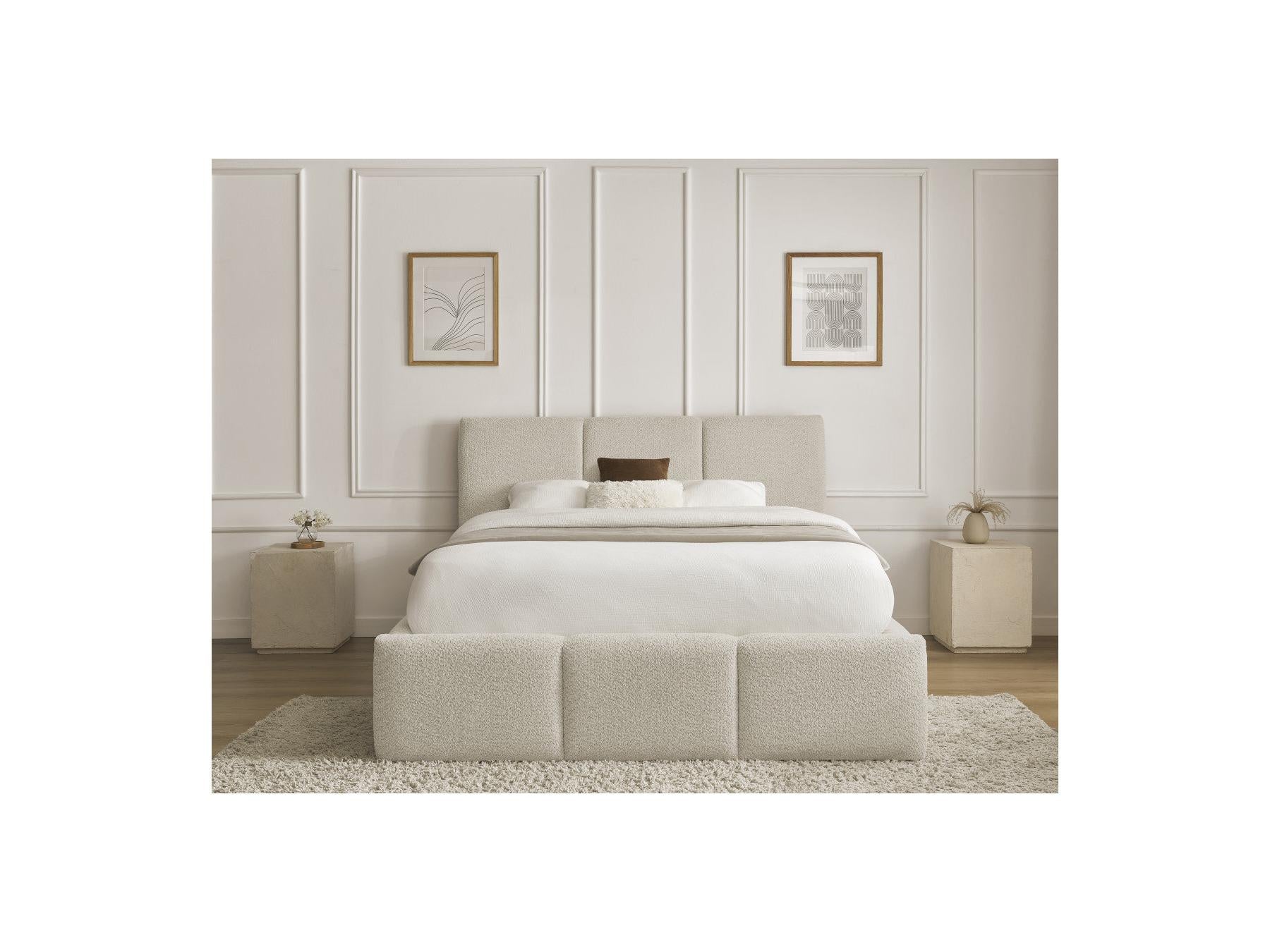 Elya - Lit Coffre - Tissu Bouclette