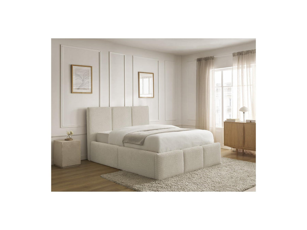 Elya - Lit Coffre - Tissu Bouclette