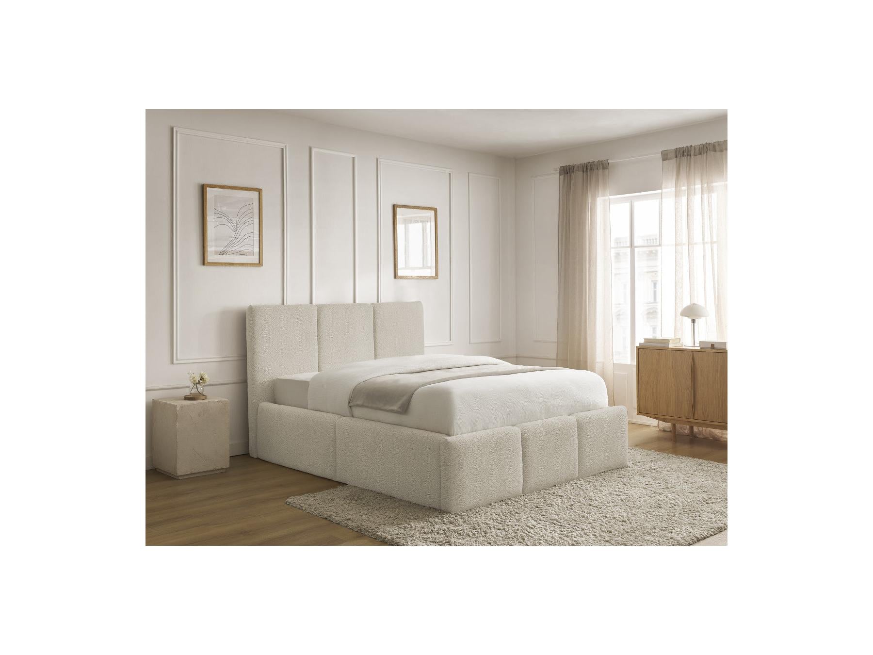 Elya - Lit Coffre - Tissu Bouclette