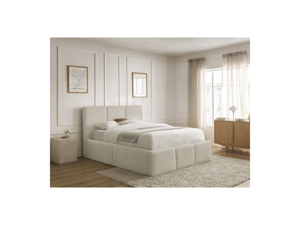 Elya - Lit Coffre - Tissu Bouclette