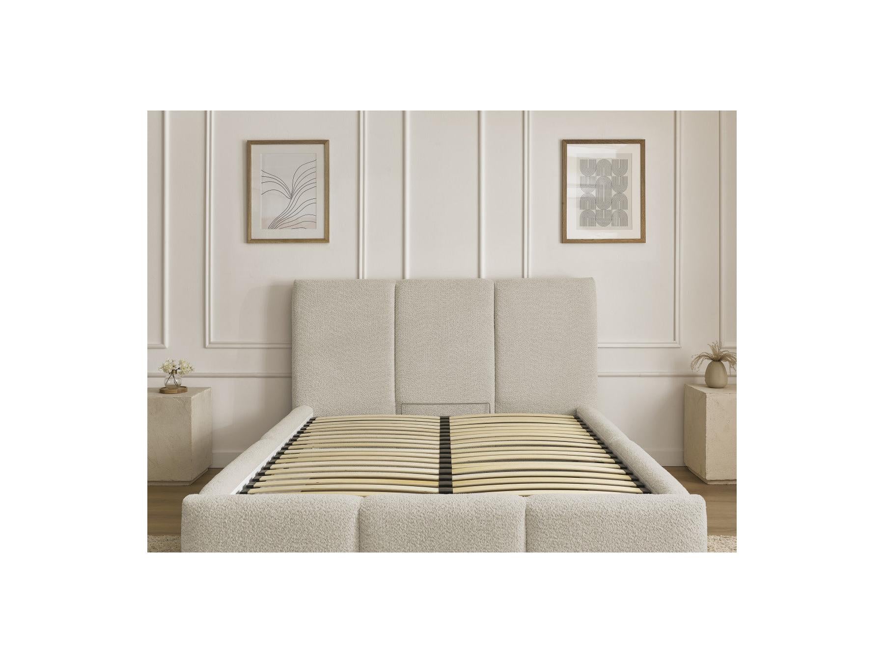 Elya - Lit Coffre - Tissu Bouclette
