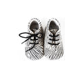 Chaussons Bébé Souples Antidérapants Mini-Arthur - Cuir Zèbre Blanc Et Noir - Mixte