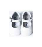 Chaussons Bébé Souples Antidérapants Fille À Boucle Mini-Alice - Cuir Blanc - Fille