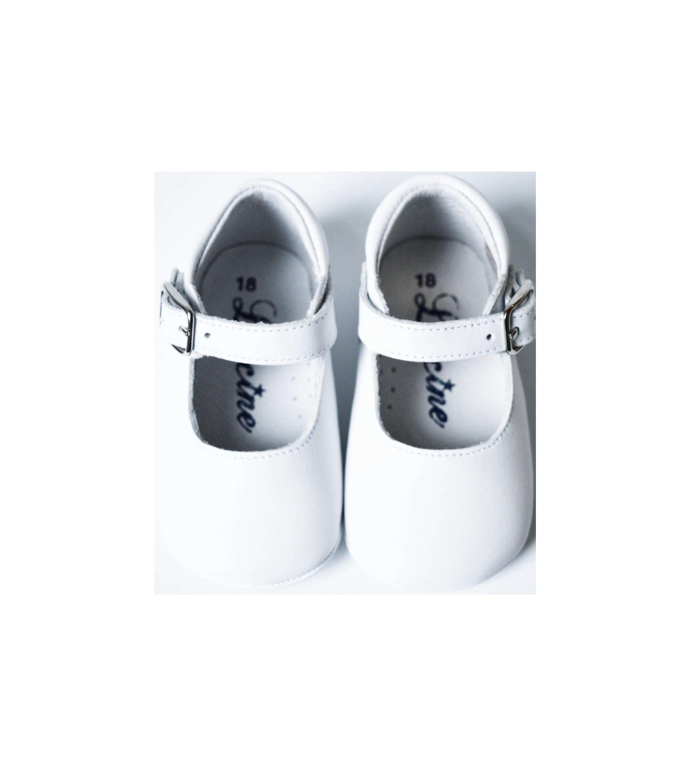 Chaussons Bébé Souples Antidérapants Fille À Boucle Mini-Alice - Cuir Blanc - Fille
