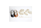Chaussons Bébé Souples Antidérapants Fille À Boucle Mini-Alice - Cuir Camel Et Or Lisse - Fille