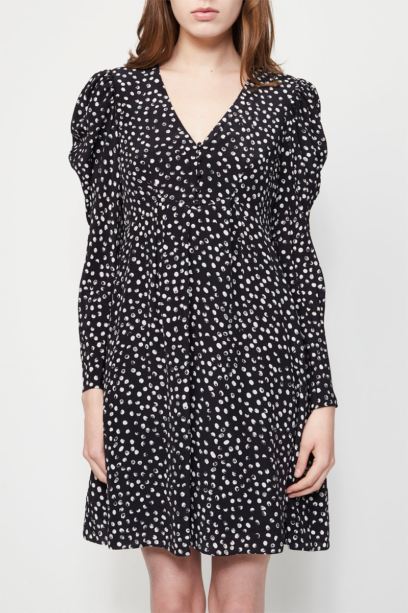The Kooples - Robe Courte Manches Longues - Marine / Blanc - Femme