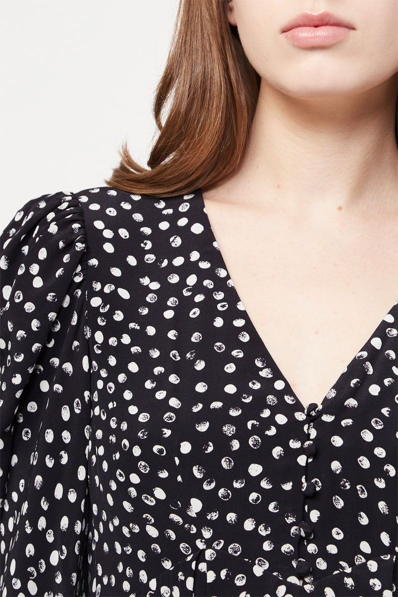 The Kooples - Robe Courte Manches Longues - Marine / Blanc - Femme
