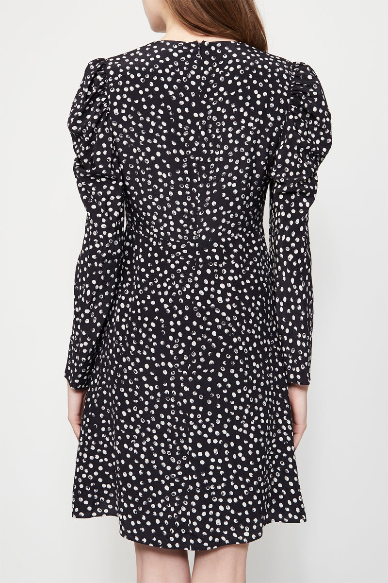 The Kooples - Robe Courte Manches Longues - Marine / Blanc - Femme