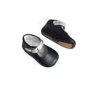 Chaussons Bébé Souples Antidérapants Fille À Boucle Mini-Alice - Cuir Marine Et Argent - Fille