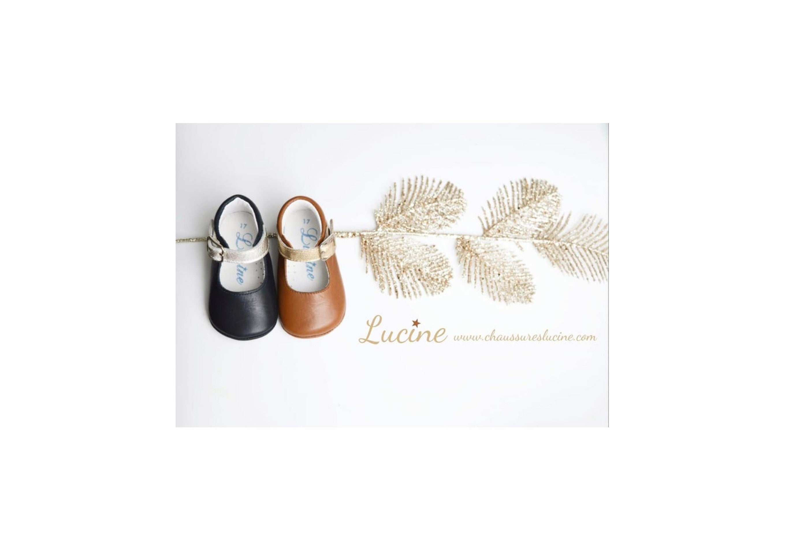 Chaussons Bébé Souples Antidérapants Fille À Boucle Mini-Alice - Cuir Marine Et Argent - Fille