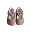 Chaussons Bébé Souples Antidérapants Fille À Boucle Mini-Alice - Cuir Rose Violine - Fille
