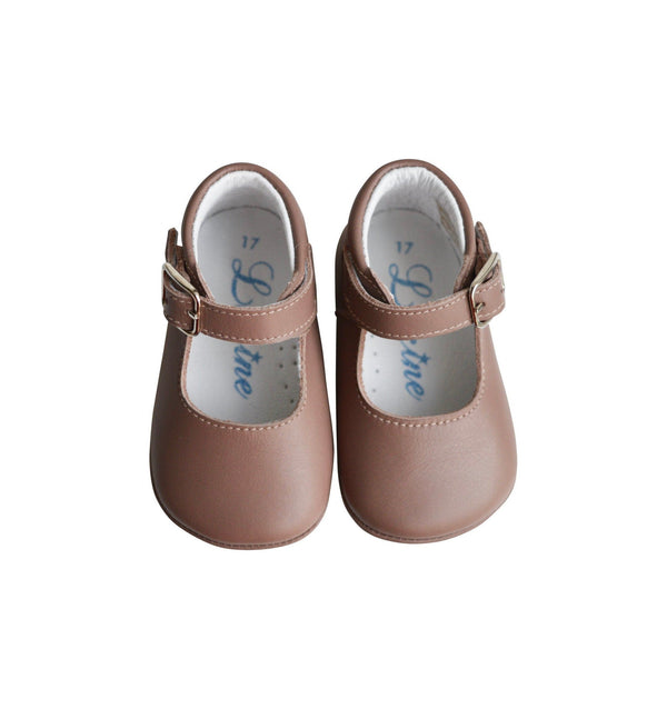 Chaussons Bébé Souples Antidérapants Fille À Boucle Mini-Alice - Cuir Rose Violine - Fille