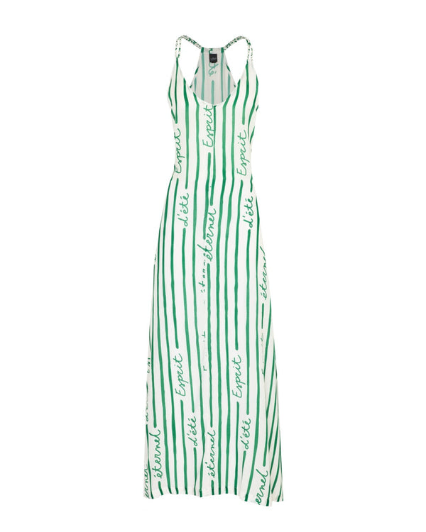 Robe de plage Leila Vert Palmier – Tatiane de Freitas – coupe fluide fines bretelles, fente latérale, emmanchures américaines, robe de plage légère chic Lyon