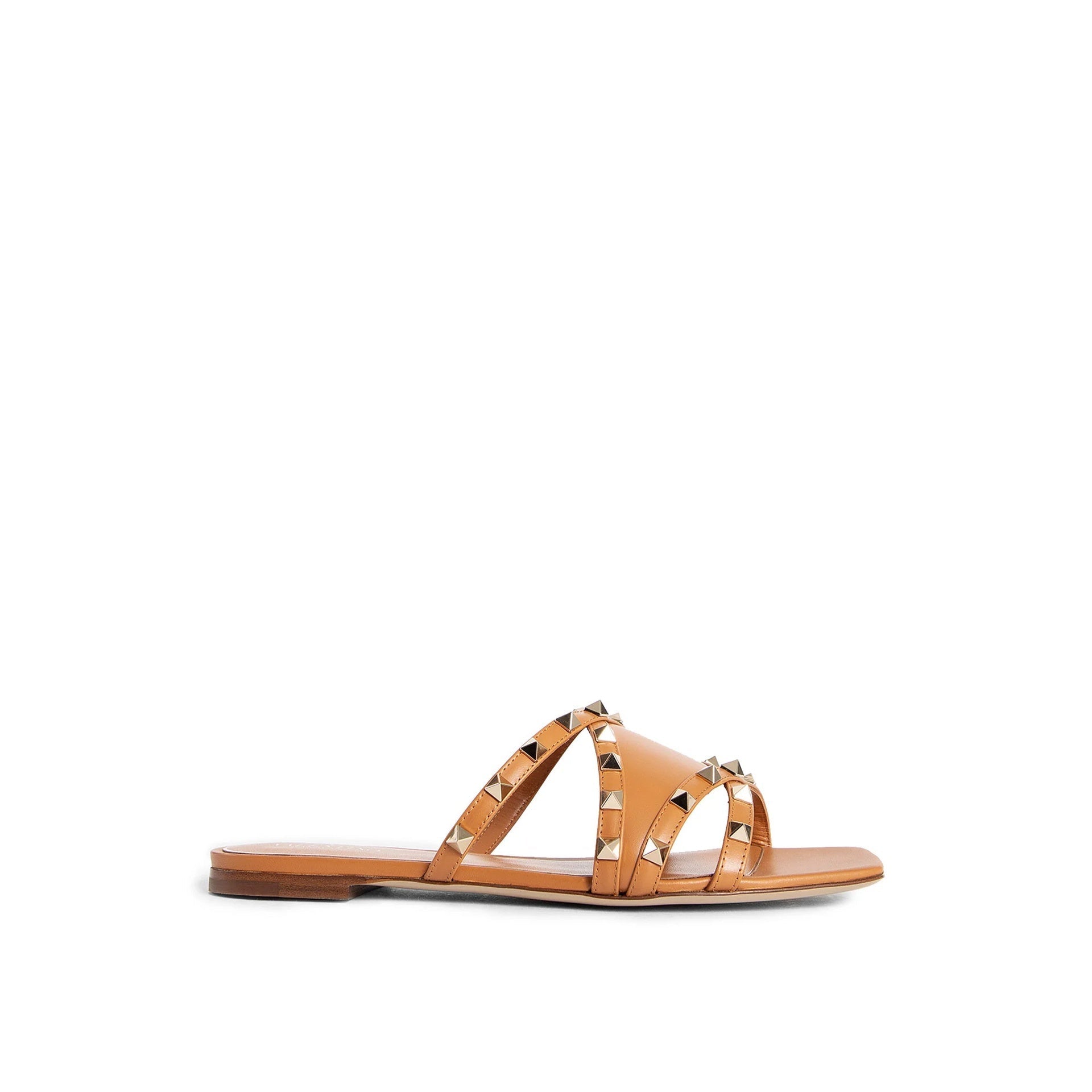 Sandales - Valentino Garavani Rockstud Leather Flat - Brown