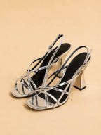 Stella Sandal In Silver Mirrored Leather