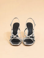 Stella Sandal In Silver Mirrored Leather