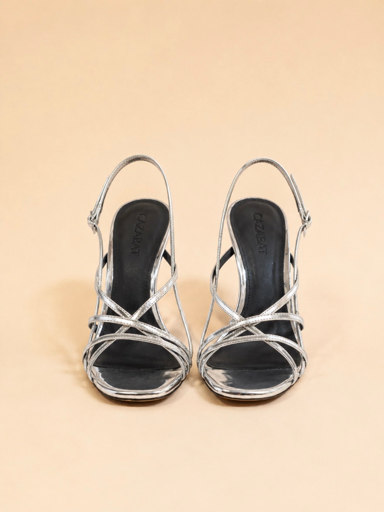 Stella Sandal In Silver Mirrored Leather