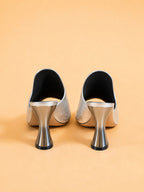 Sade Mule In Silver Laminated Lambskin